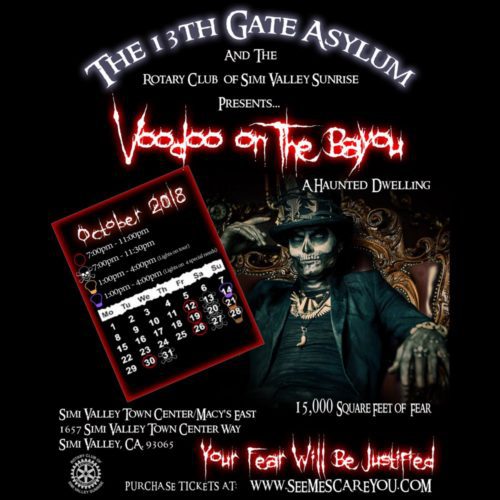 Voodoo on the Bayou, Simi Valley, 13th Gate Asylum, Rotary Club of Simi Valley Sunrise, seemescareyou, haunted house, haunt, CA, Halloween, 2018